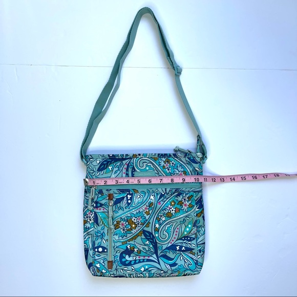 Vintage Vera Bradley Lighten Up Travel Ready CB Blue Daisy & Paisley Purse. - Picture 13 of 14